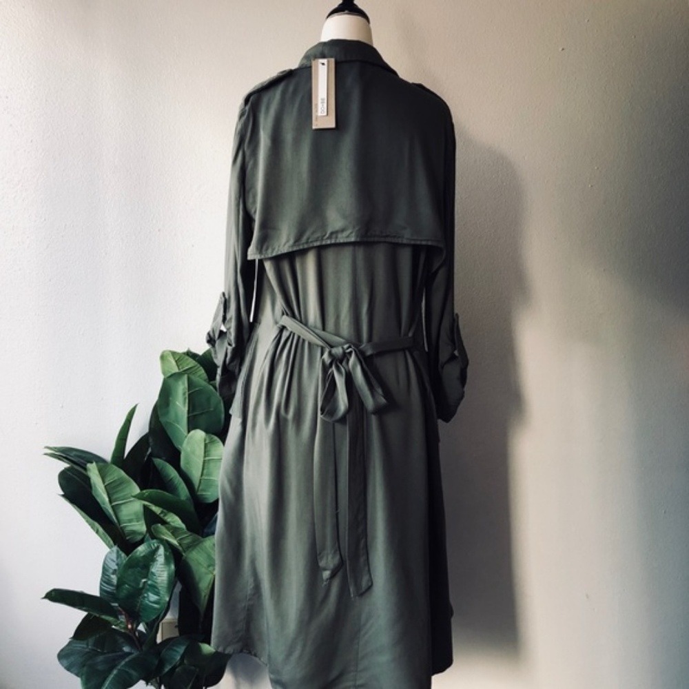 Green Waterfall Long Trench Coat - Picture 4 of 4